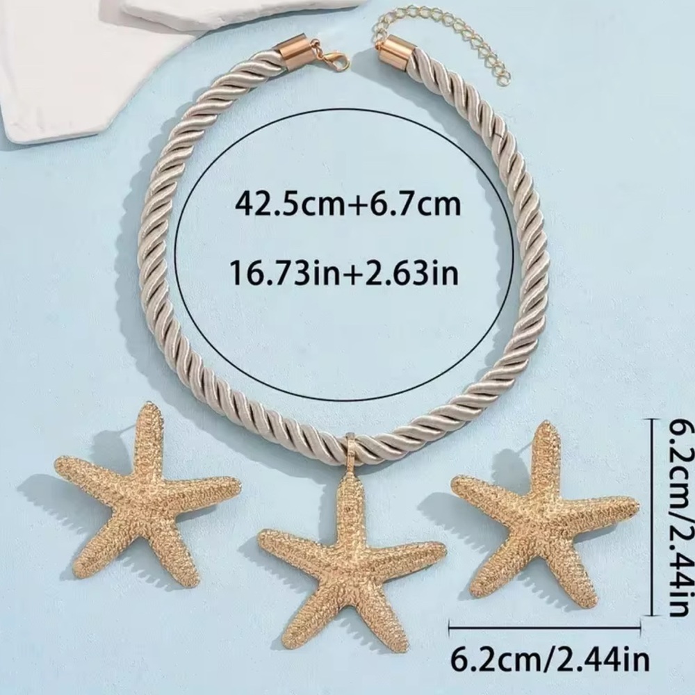 Zara Gold Starfish Necklace and Earrings set - Picture 3 of 4